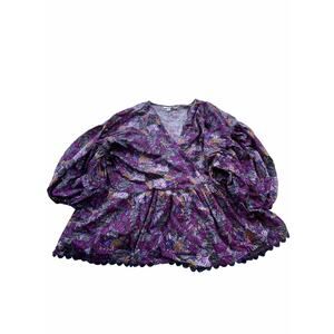 Kika Vargas Wrap Purple Peplum Shirt Women’s 3X